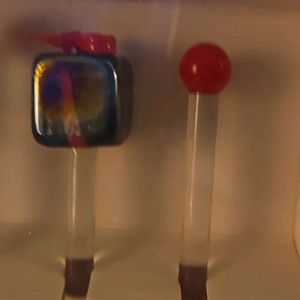 Pier 1 Imports Colorful Swizzle Sticks Gift Boxes Set of 4 Glass Red Green NEW